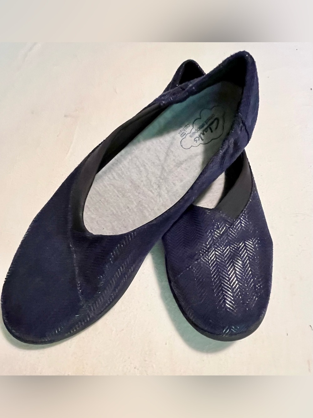 Clarks Women's Dark Navy Textured Ballet Flats Size 11